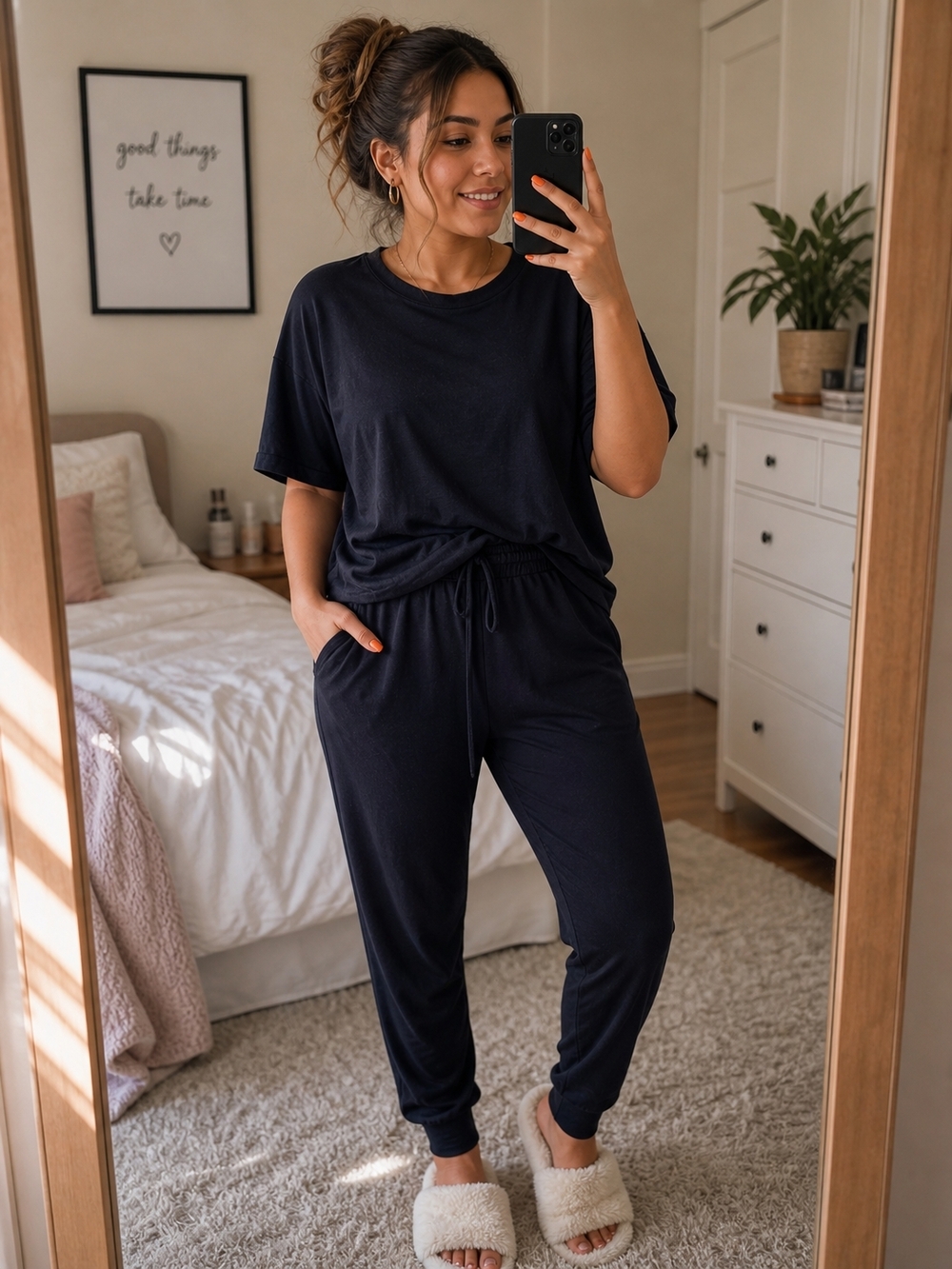 Cozy Black Lounge Set - Tee & Joggers